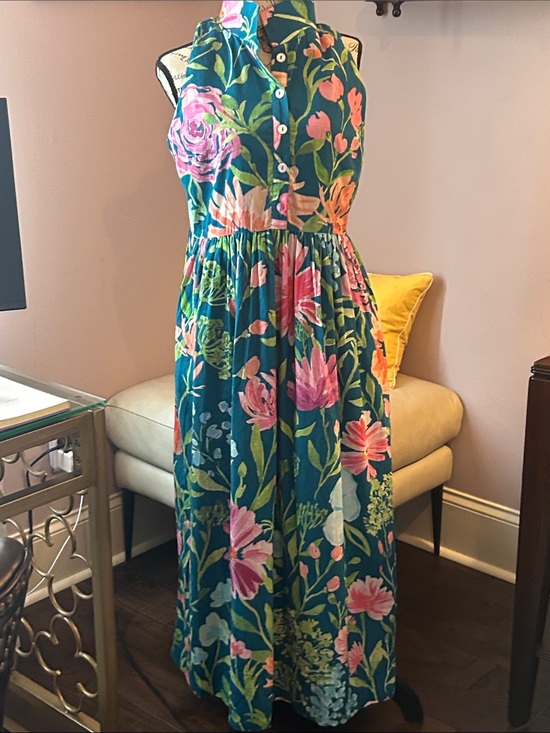 Holly Shae Dresses & Skirts - Holly Shae Samantha Dress  Floral Sleeveless Maxi with Pink & Green Blooms
